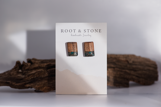 Cherry with Pyrite and Chrysocolla - Earrings