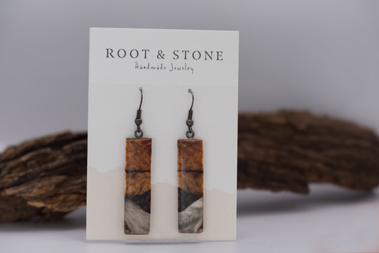 Spalted Maple and Clear Resin Earrings